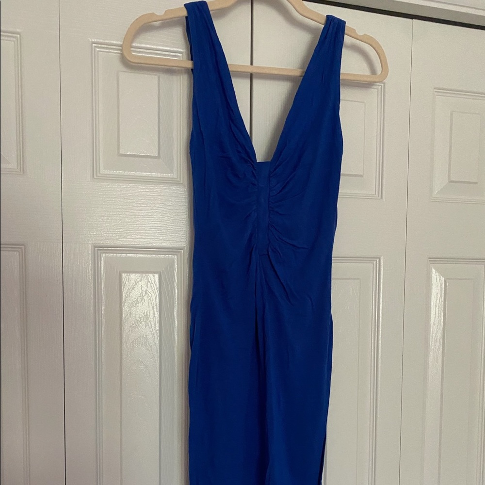 Zara royal blue stretch deep plunge front & back